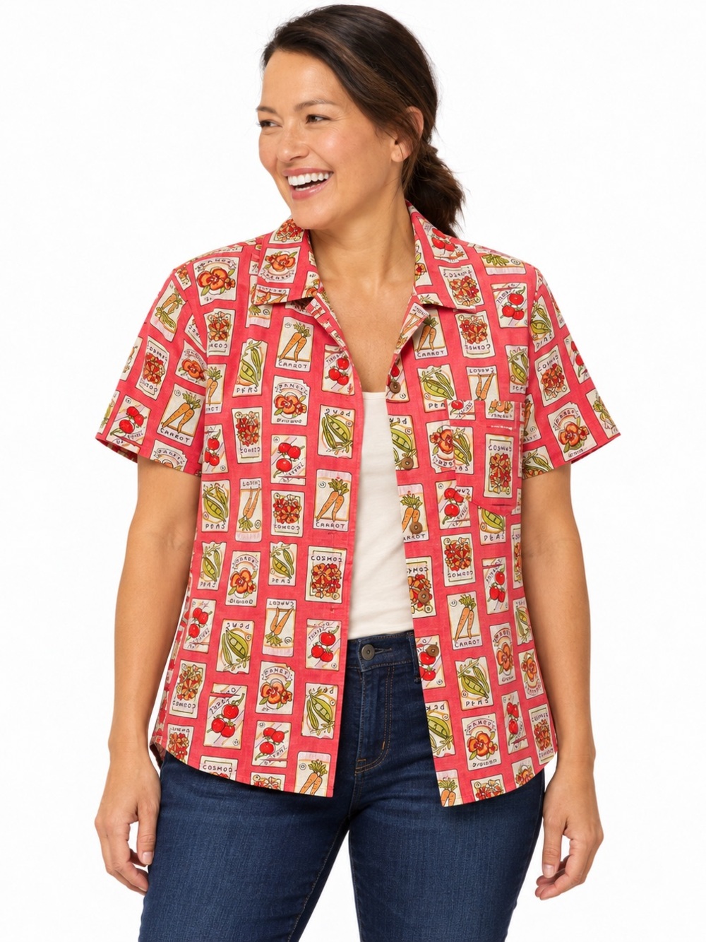 Duluth Trading Co. Seed Packet Print Cotton Hemp Shirt 2XL